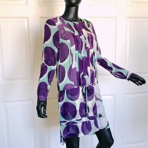 DVF Silk Chiffon Dots Print Shirts Dress Size 6